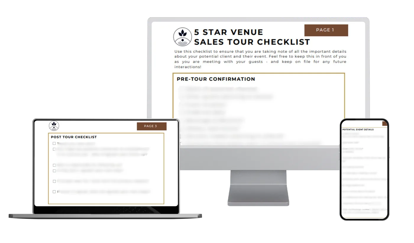 Pages of the 5 Star Venue Sales Tour Checklist